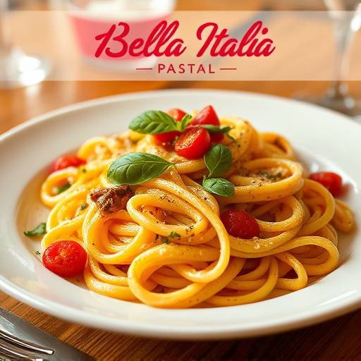 Shot from a commercial featuring a delicious pasta dish at Bella Italia Restaurant